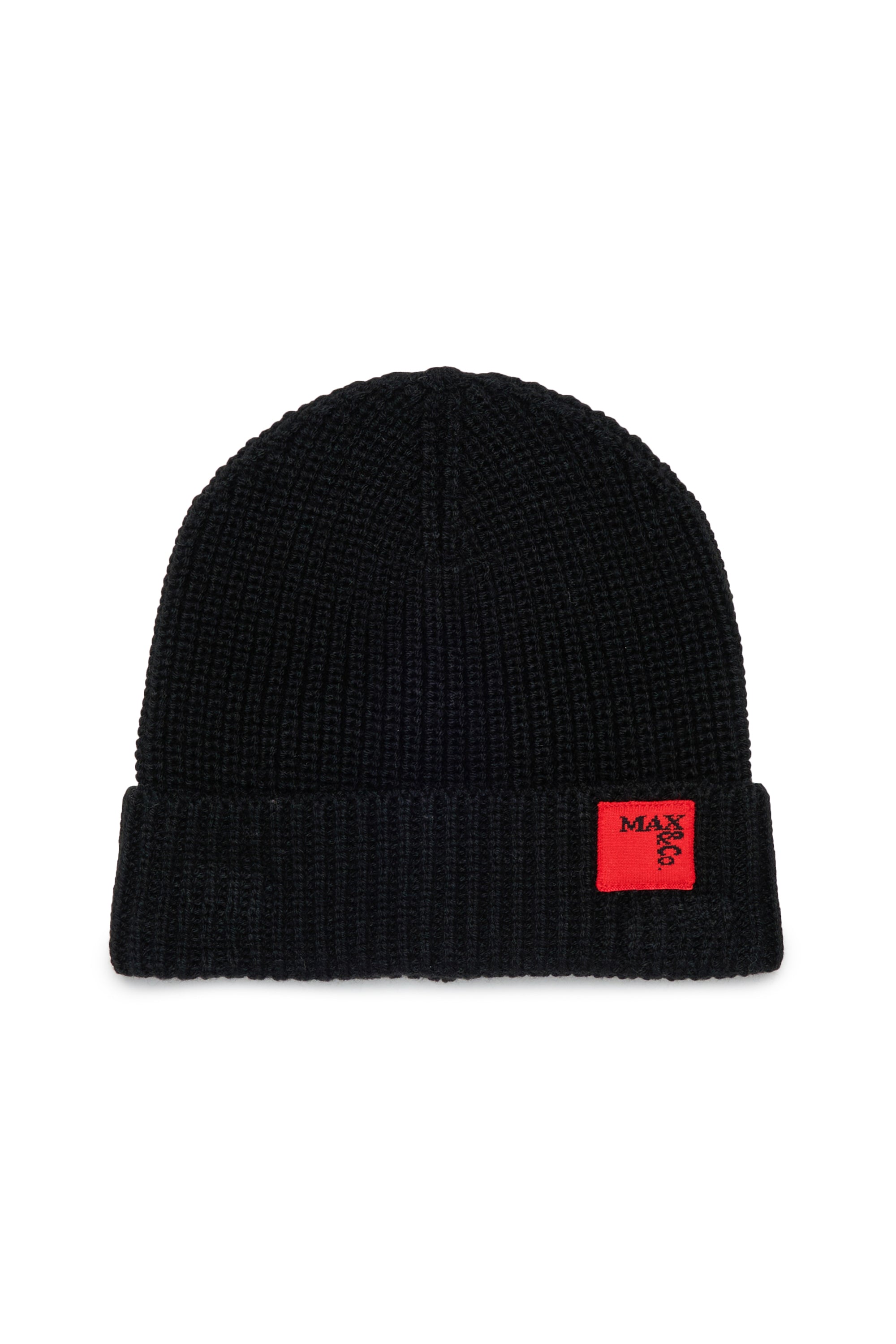 MAXF10F KNIT BEANIE WITH RED LABEL