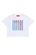 SS TEE WITH STRIPED LOGO WHITE