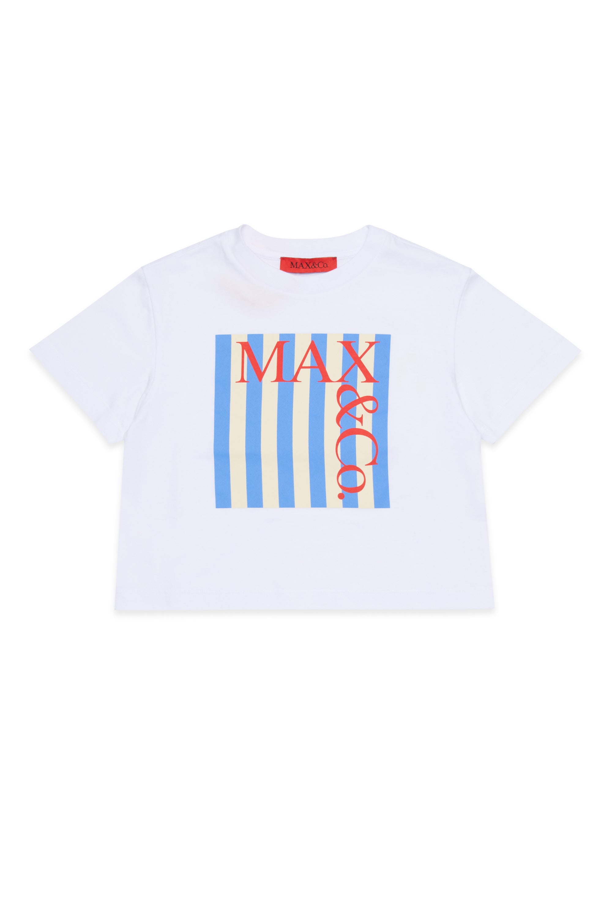 SS TEE WITH STRIPED LOGO WHITE
