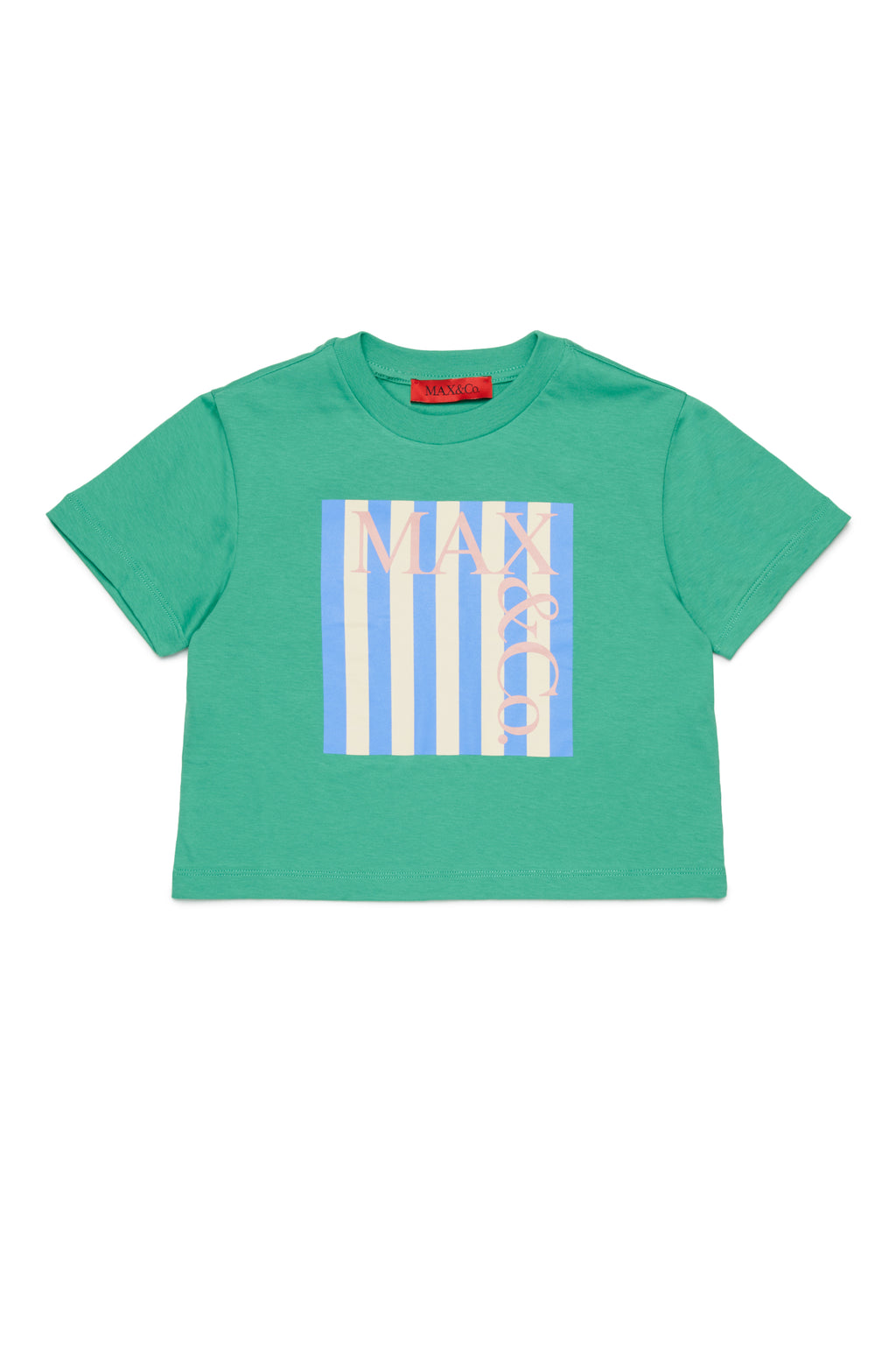 SS TEE WITH STRIPED LOGO GREEN