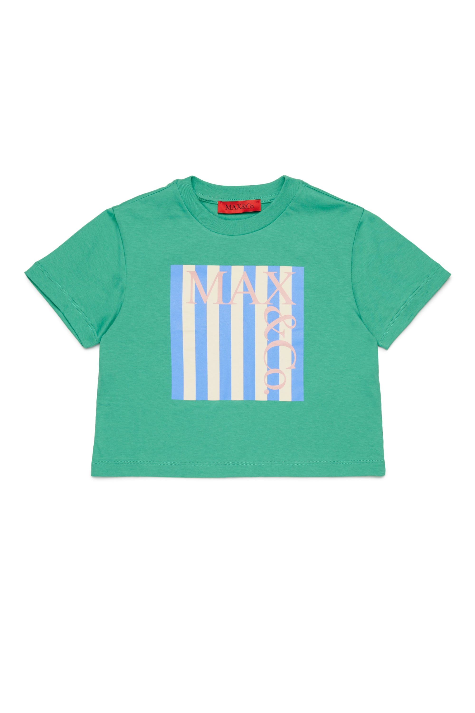 SS TEE WITH STRIPED LOGO GREEN