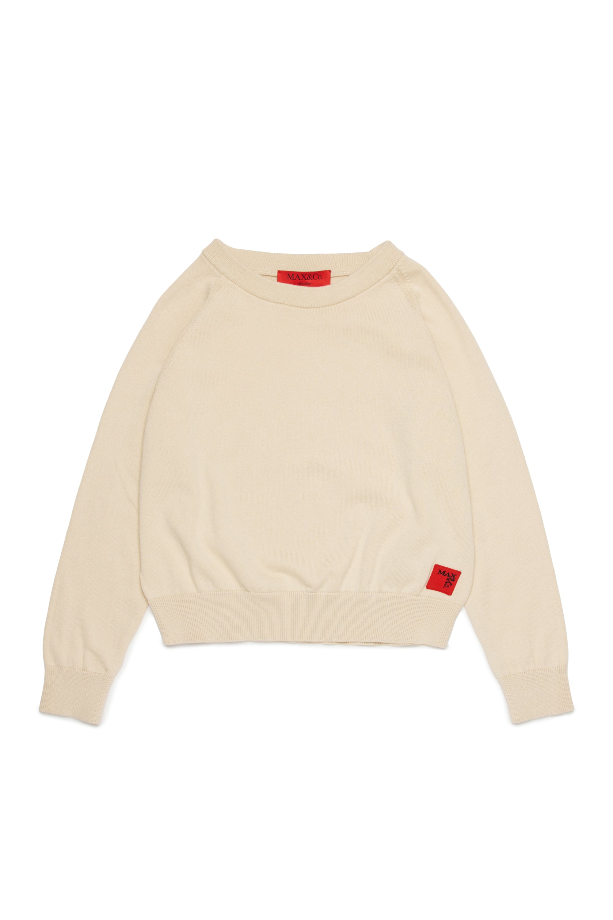 MINI ME KNIT SWEATER WITH SMALL LOGO PATCH CREAM