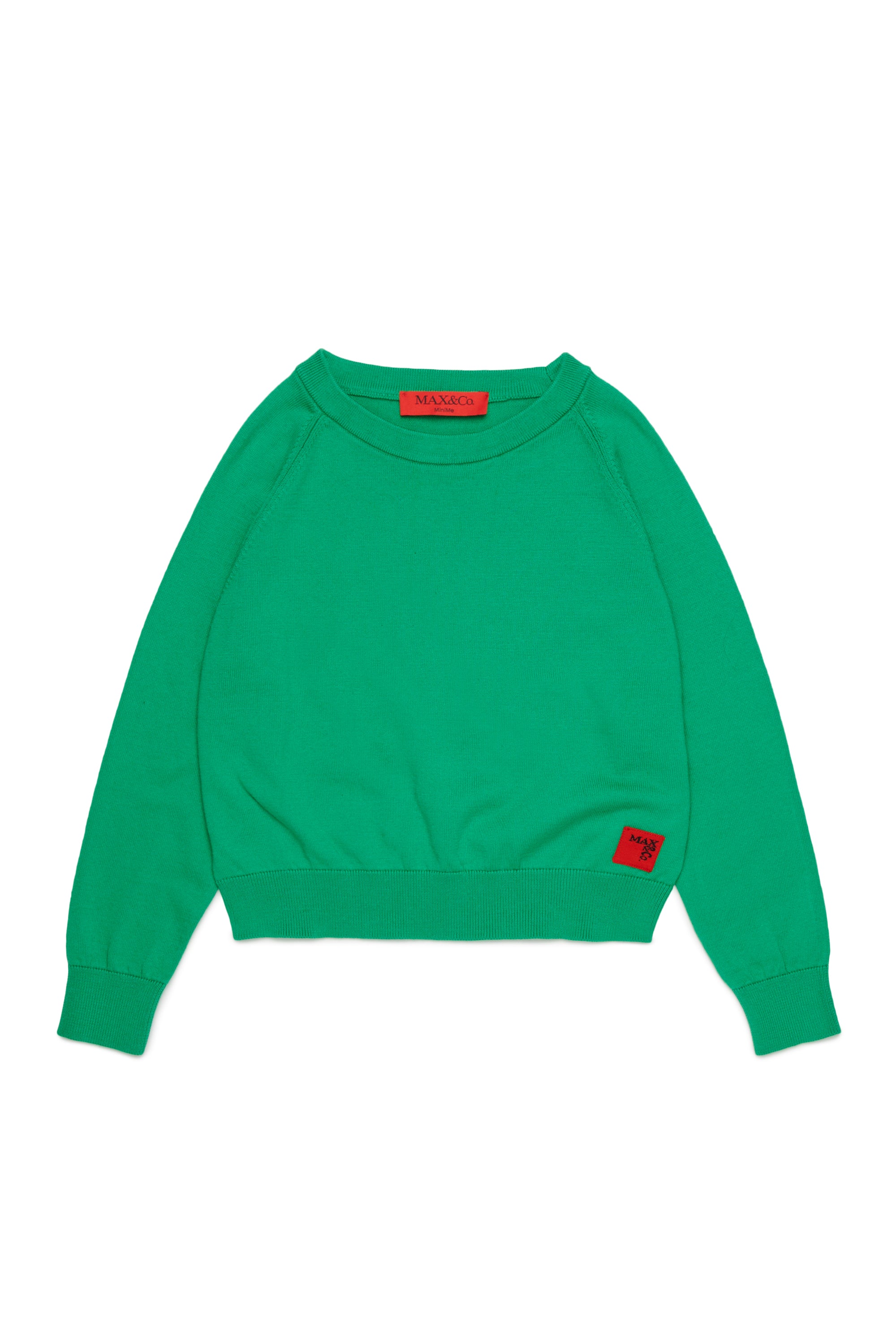 MINI ME KNIT SWEATER WITH SMALL LOGO PATCH GREEN