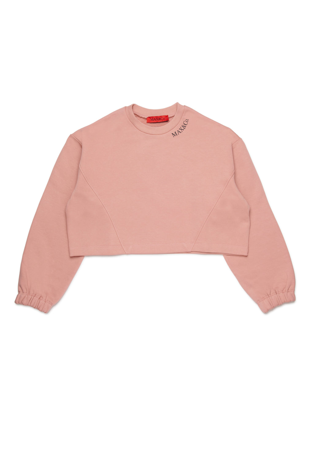 Max & CO BOXY SWEATSHIRT WITH LOGO AROUND NECK PINK