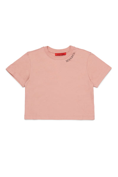 Max & Co TEE WITH LOGO AROUND NECK PINK