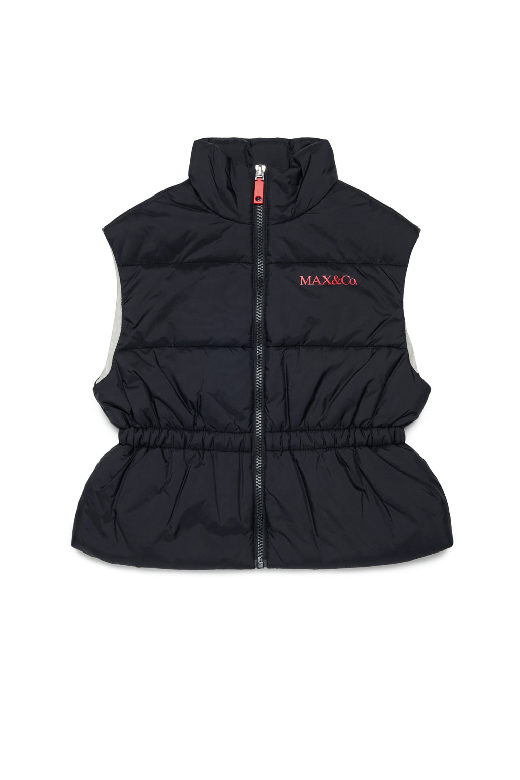 NYLON PUFFER VEST WITH ELASTICATED WAIST
