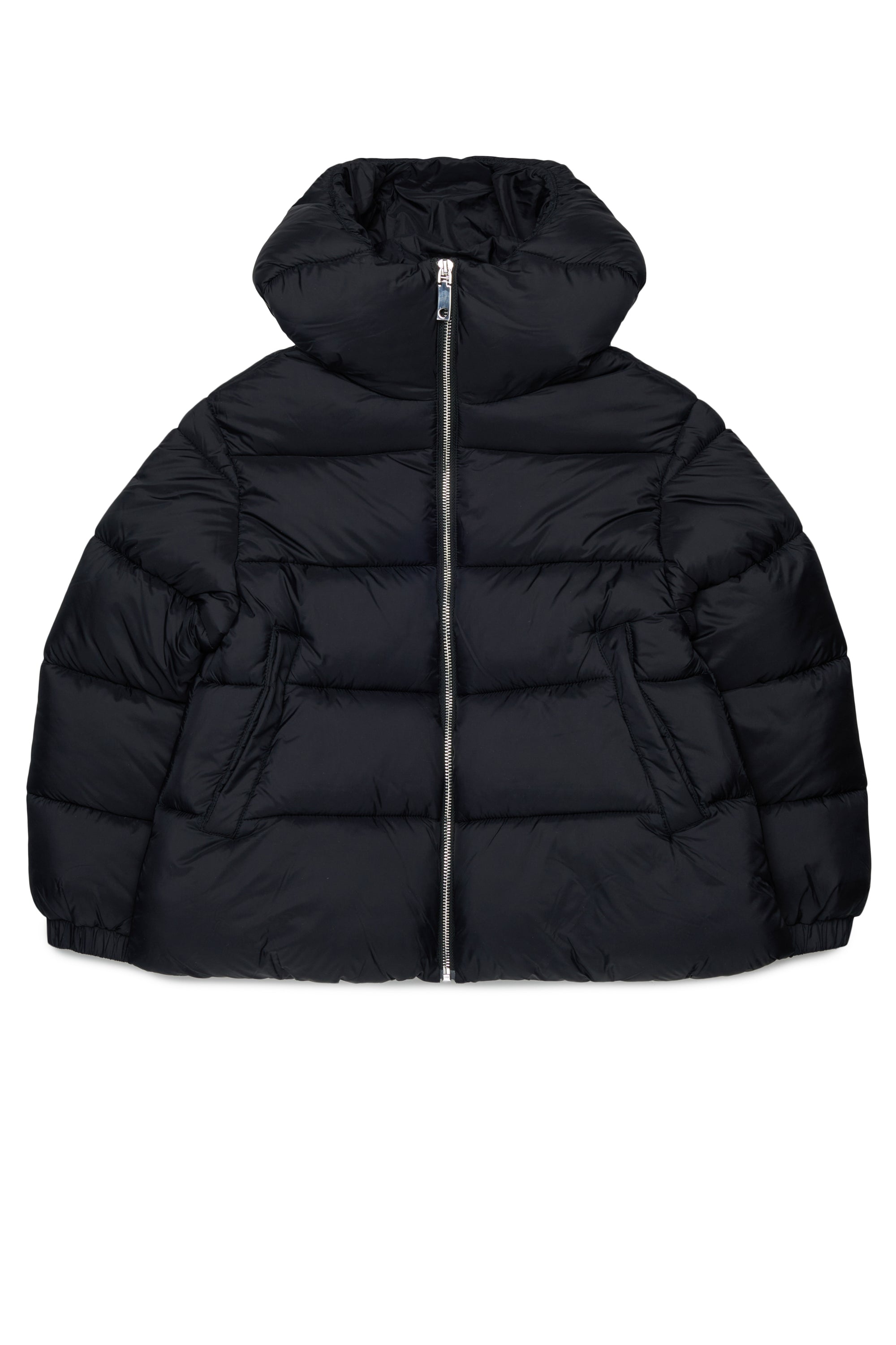 NYLON SHORT PUFFER JACKET WITH HOOD