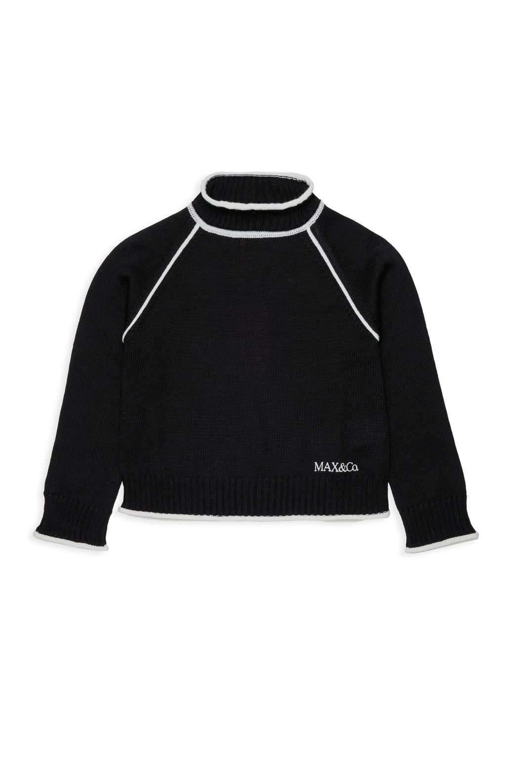 RIBBED TURTLENECK WITH CONTRAST STITCHING