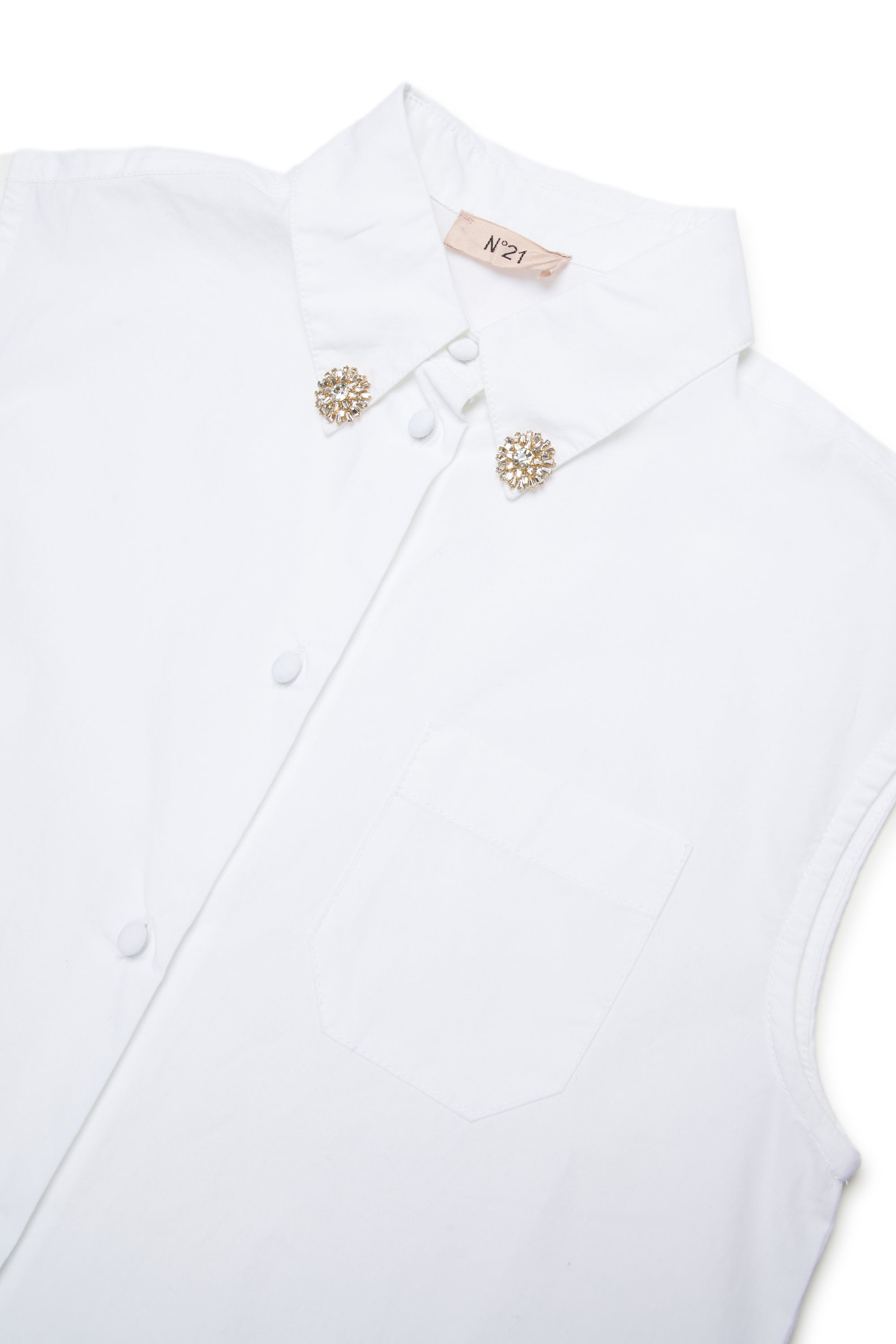 N21 SLVLESS BUTTON UP SHIRT W/ JEWEL COLLAR