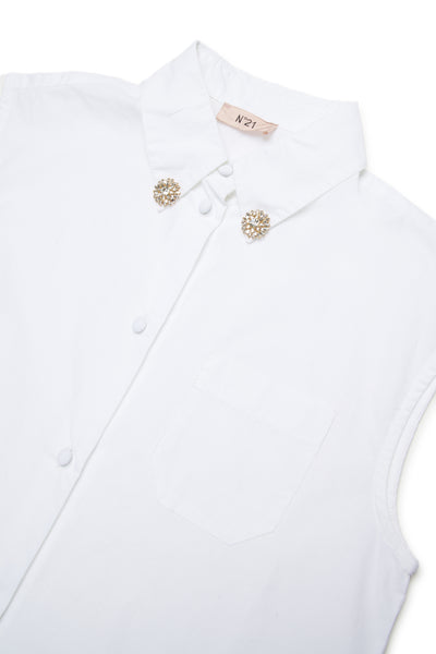 N21 SLVLESS BUTTON UP SHIRT W/ JEWEL COLLAR