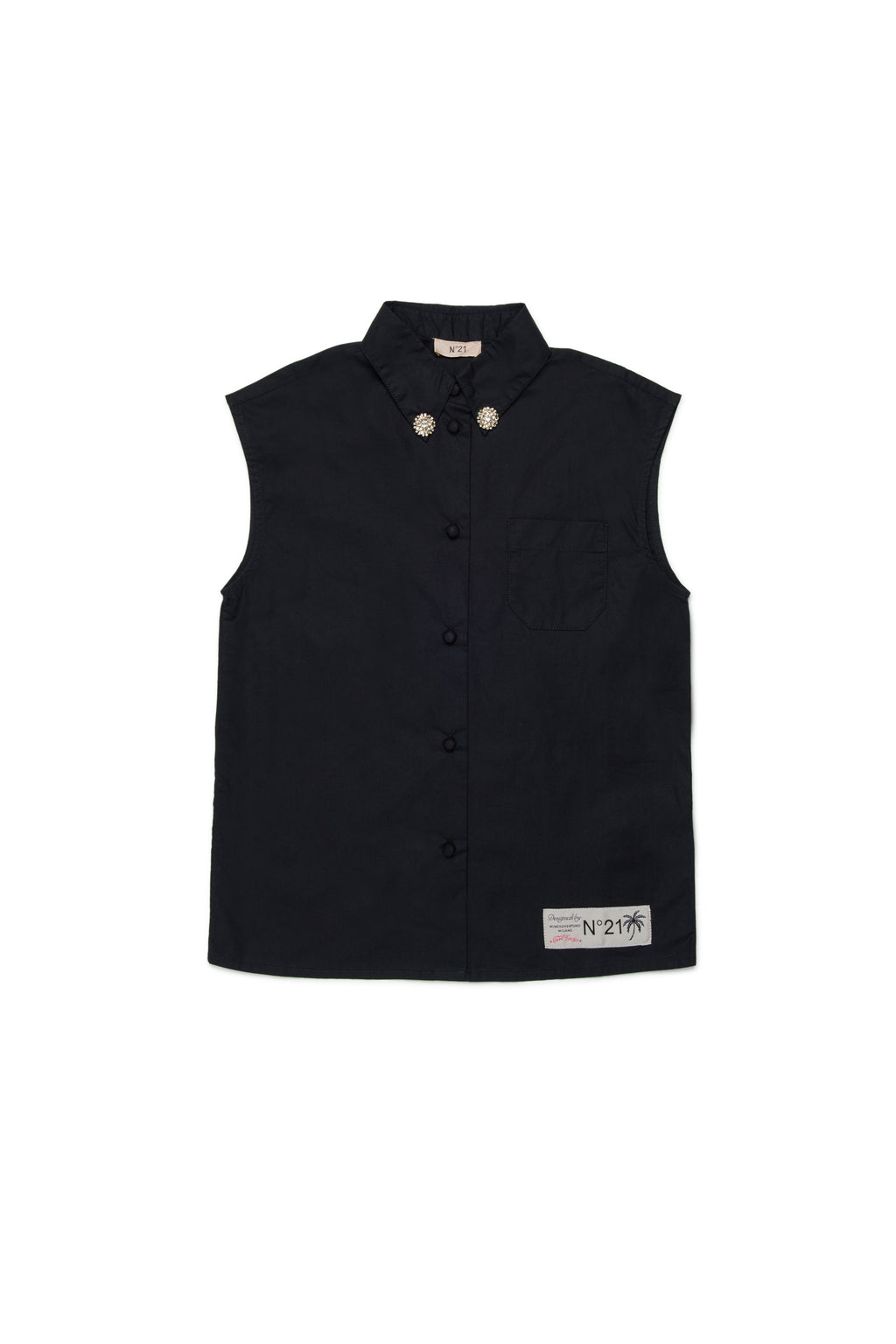 N21 SLVLESS BUTTON UP SHIRT W/ JEWEL COLLAR