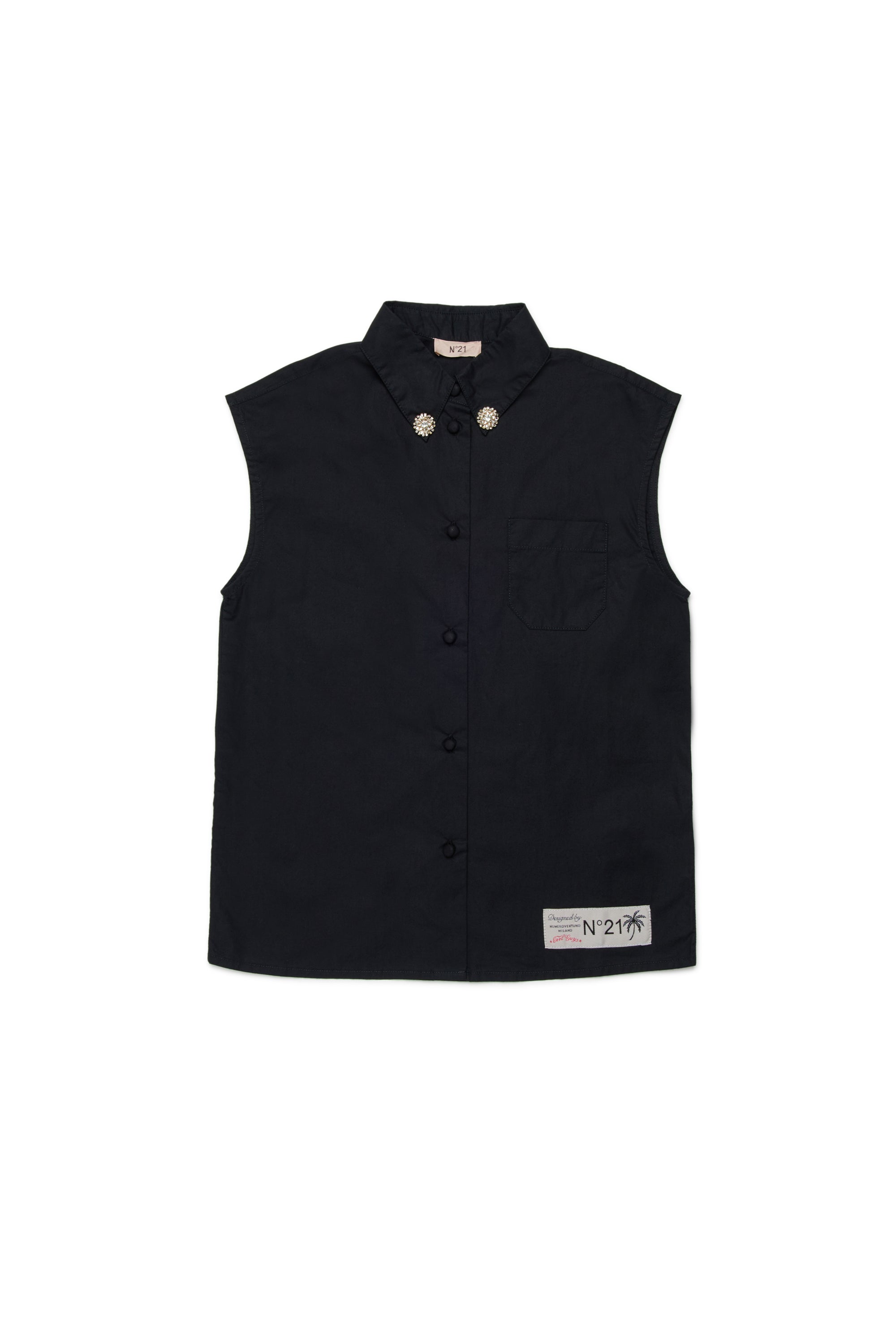 N21 SLVLESS BUTTON UP SHIRT W/ JEWEL COLLAR