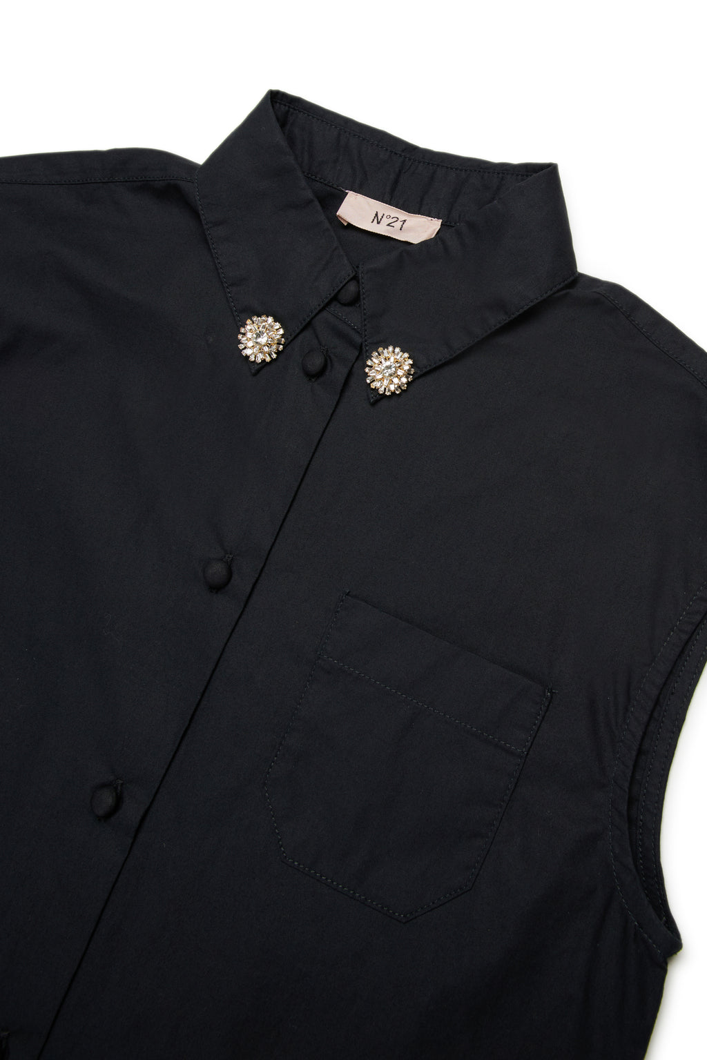 N21 SLVLESS BUTTON UP SHIRT W/ JEWEL COLLAR