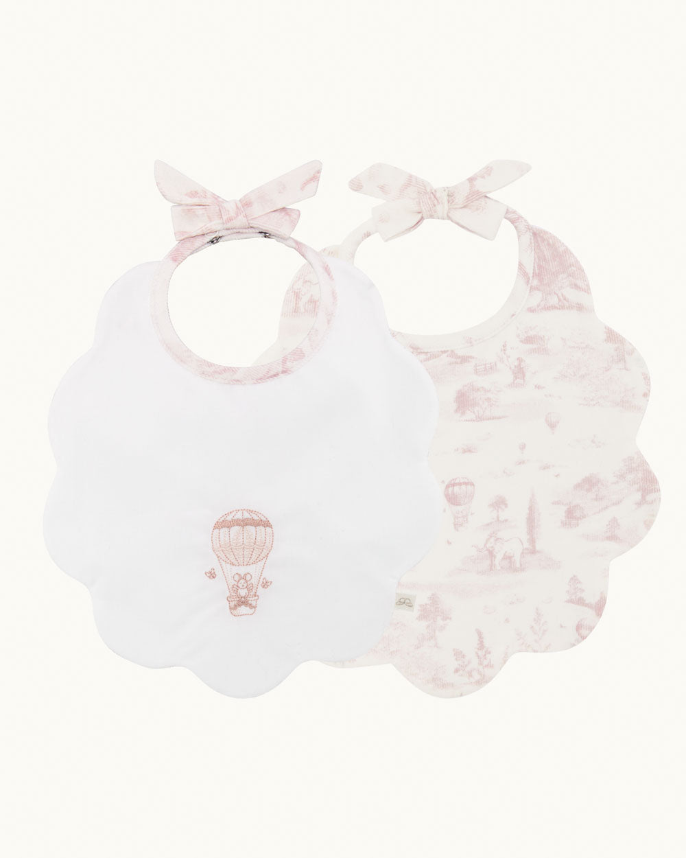Darcy Toile de Jouy Scallop Bib - Two Pack