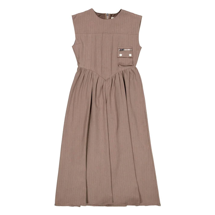 Brown Pinstripe Corset Dress