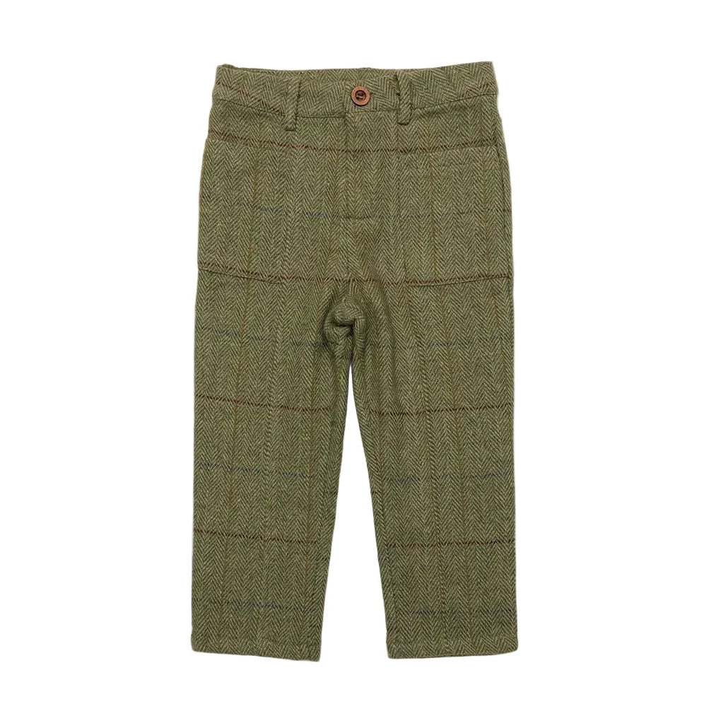 Olive Plaid Wool Pants