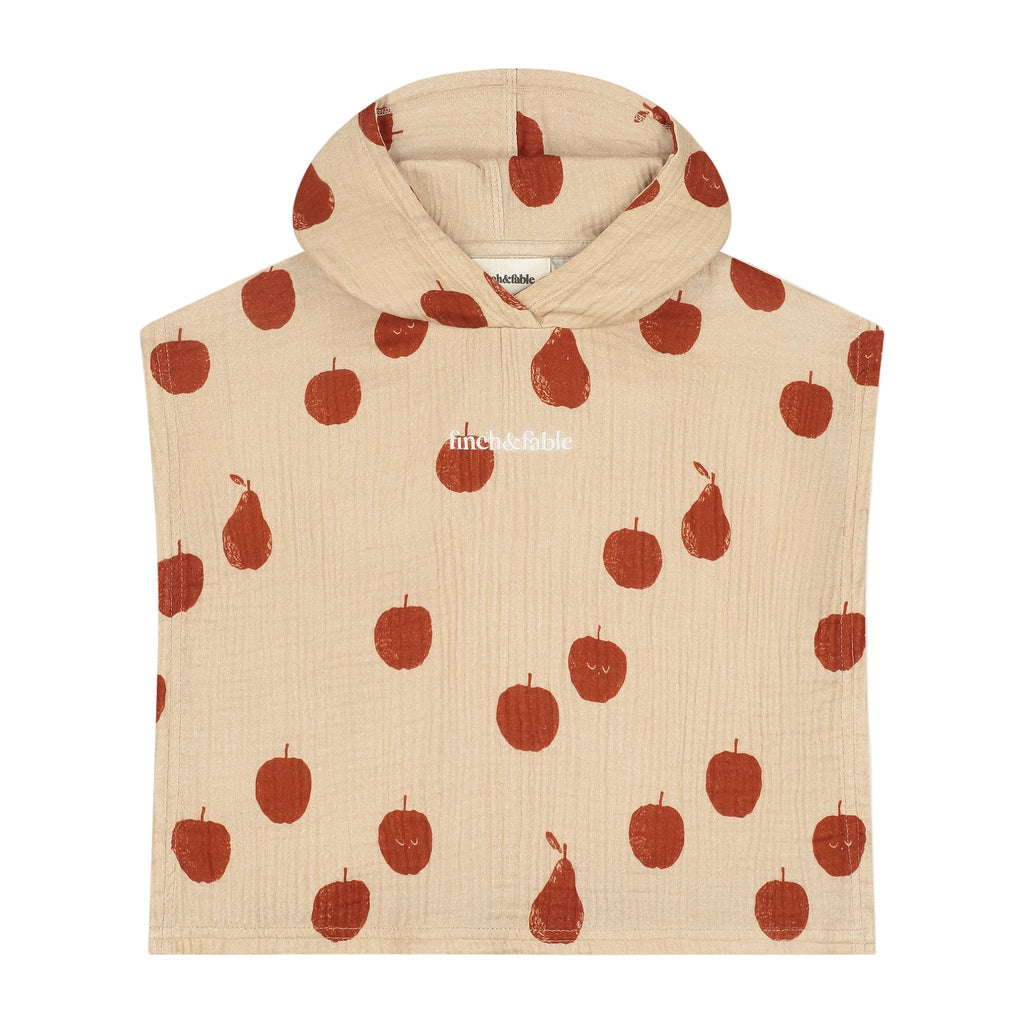 Baby & Toddler Hooded Poncho Towel - Apple and Pear Print
