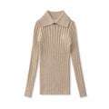 Brown Ribbed Turtleneck Polo