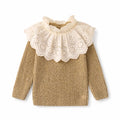 Caramel Moss Knit Blend Eyelet Sweater