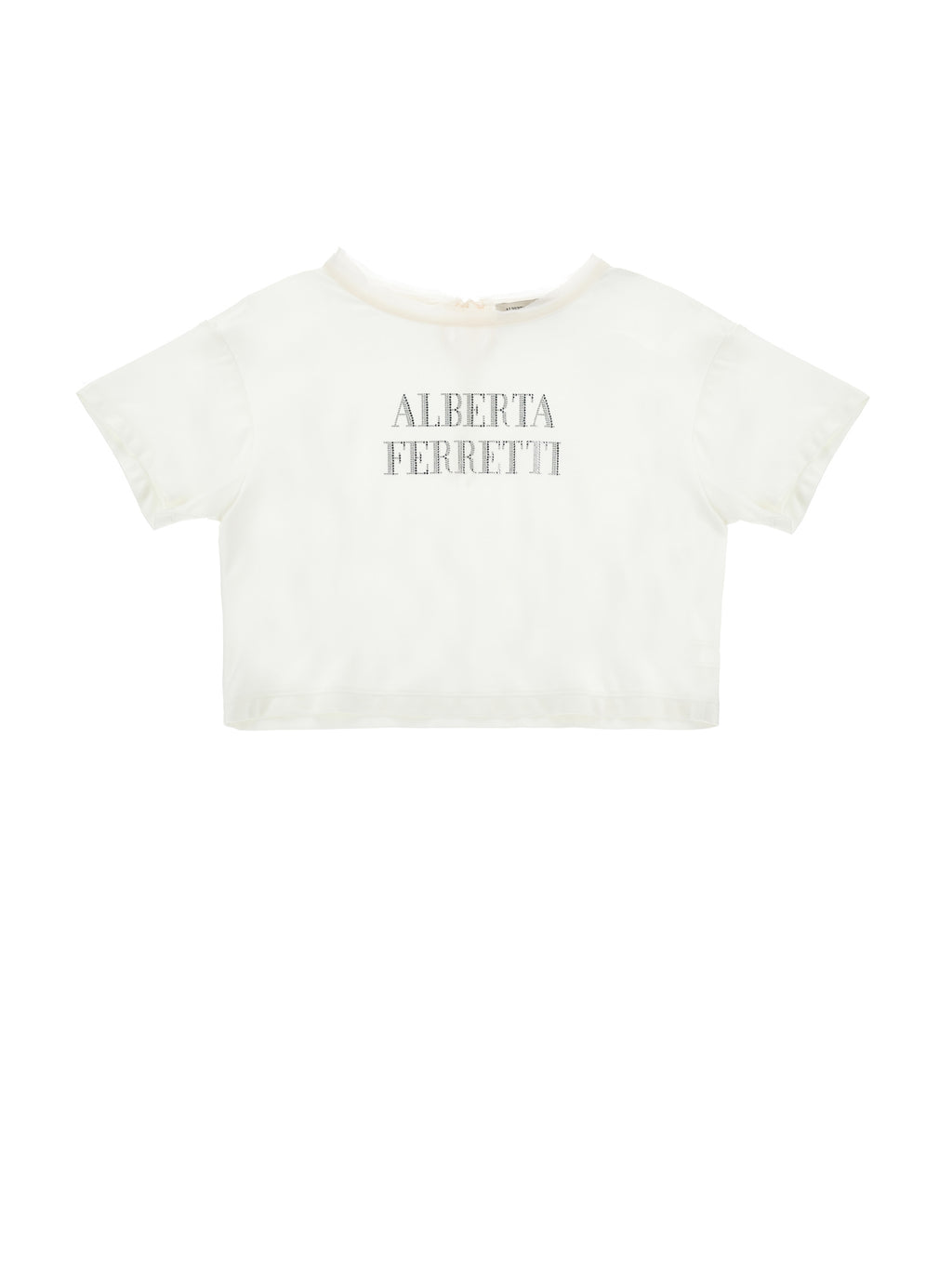 RHINESTONED LOGO VISCOSE TSHIRT WHITE