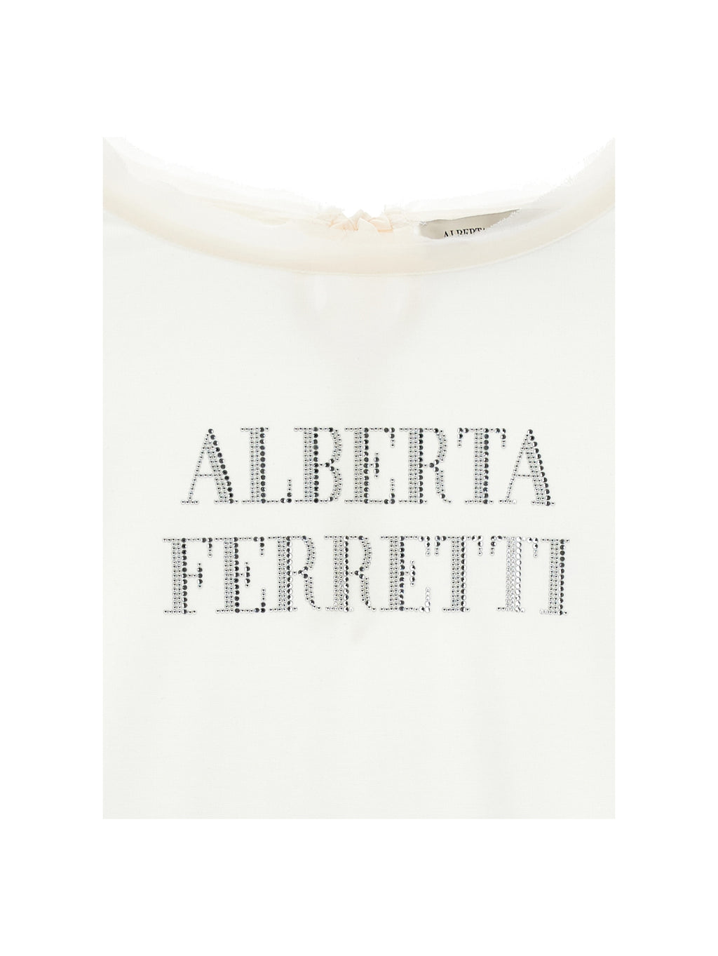 RHINESTONED LOGO VISCOSE TSHIRT WHITE