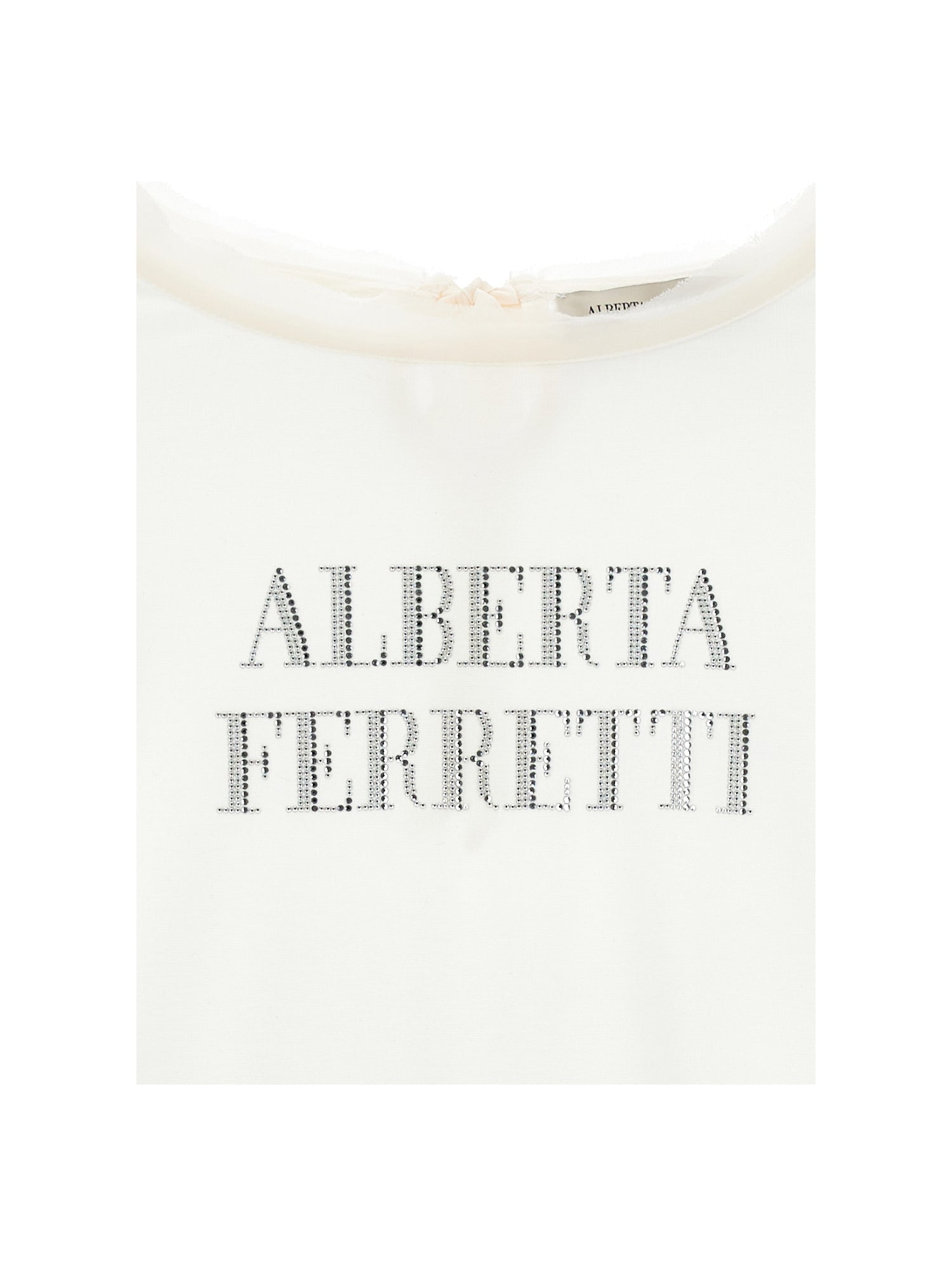 RHINESTONED LOGO VISCOSE TSHIRT WHITE