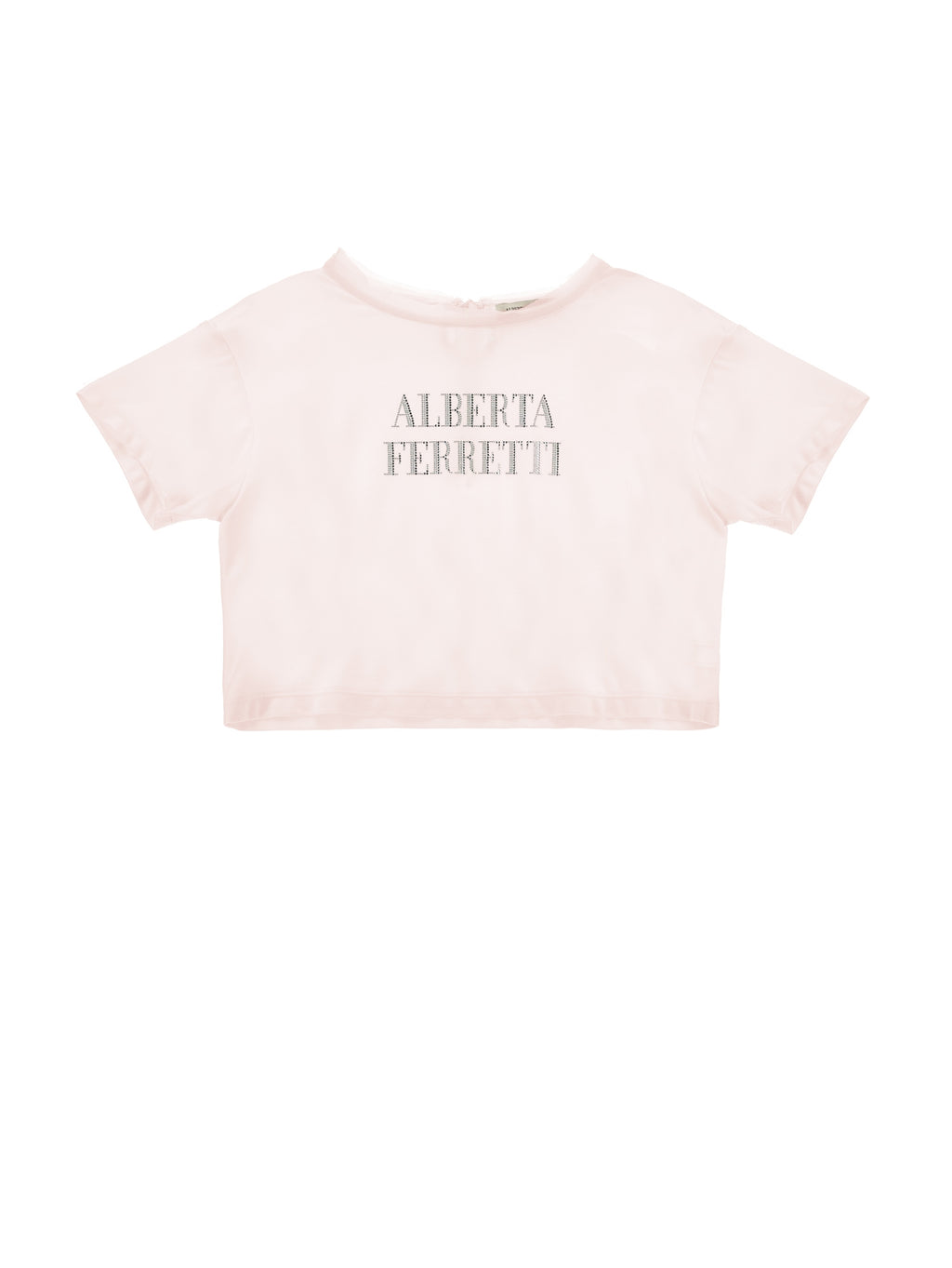 RHINESTONED LOGO VISCOSE TSHIRT PALE PINK