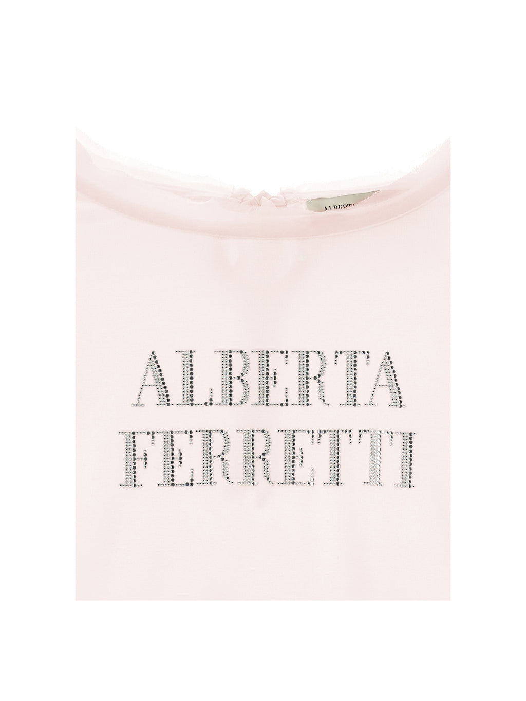 RHINESTONED LOGO VISCOSE TSHIRT PALE PINK