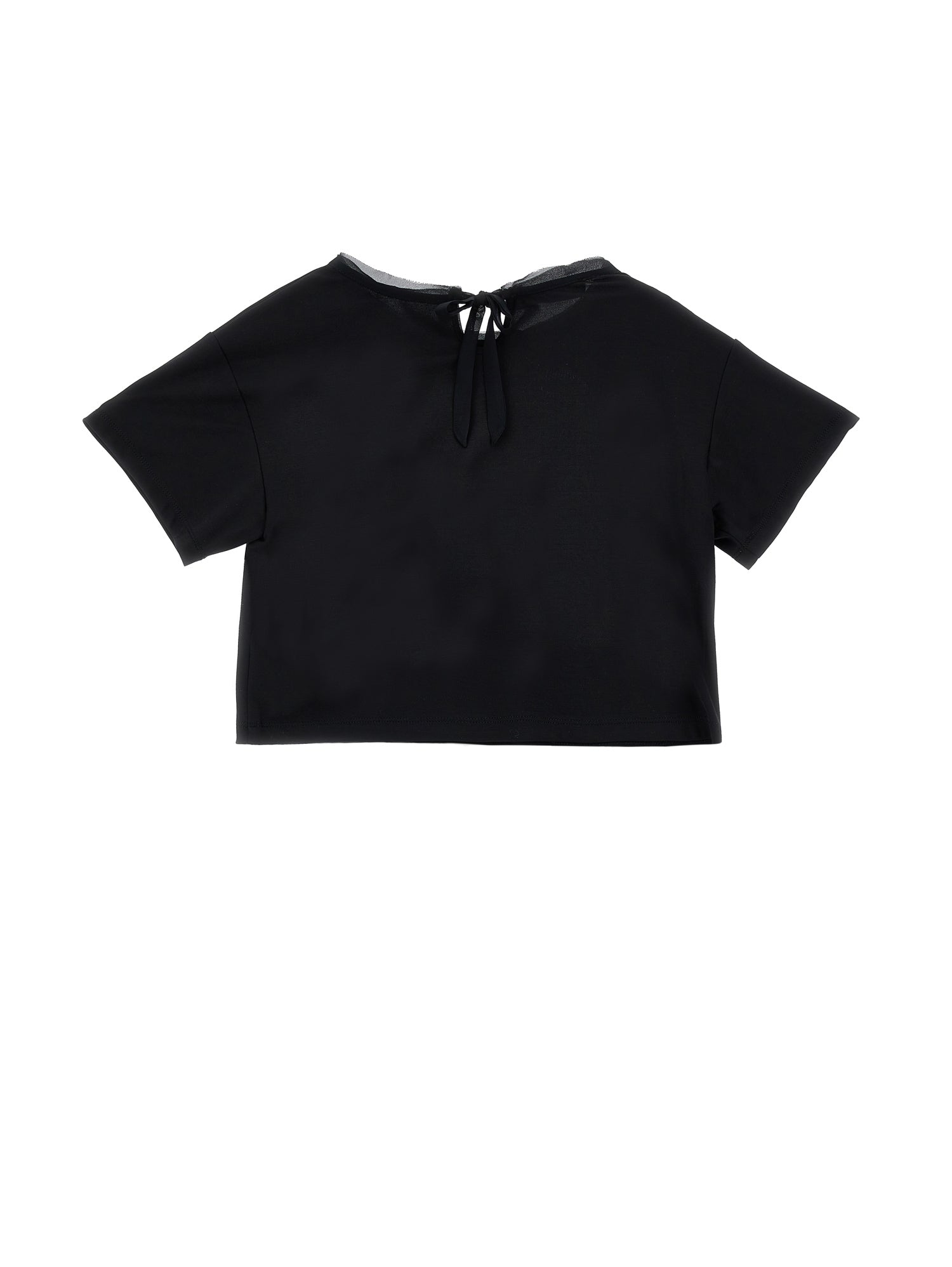 RHINESTONED LOGO VISCOSE TSHIRT BLACK