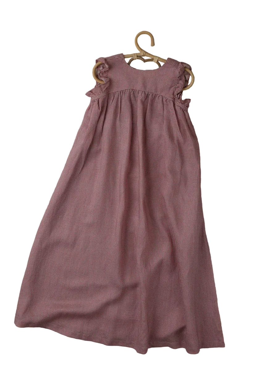 Checkered Dress Maxi in Brick