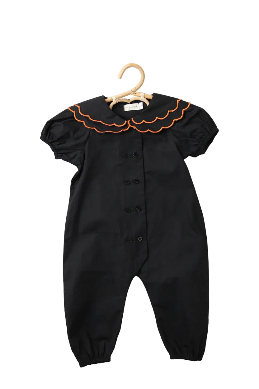 Double Collar Romper With Orange Peel