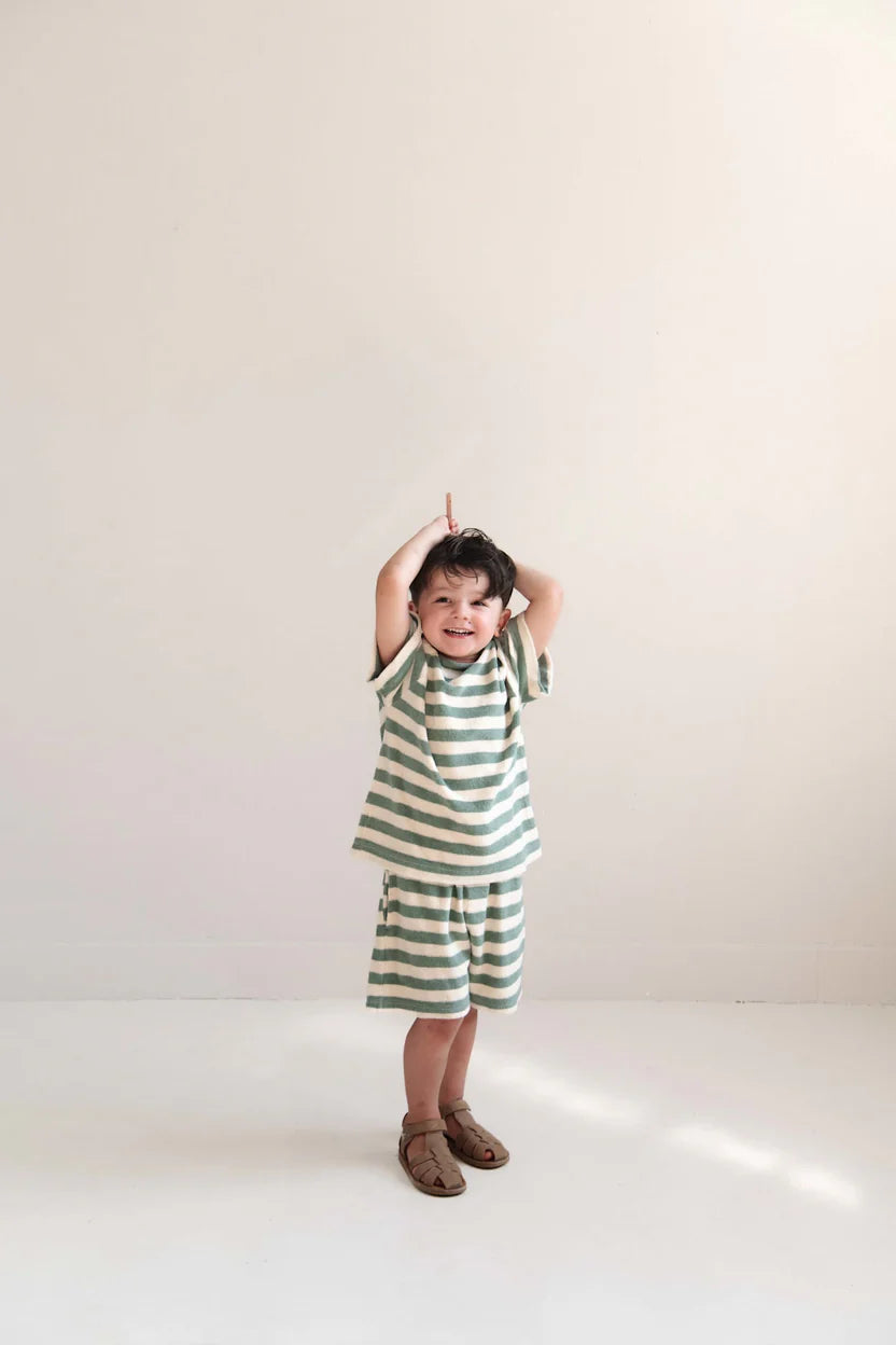 Sage Green Off White Stripe To T-Shirt