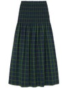 Green Check Smock Skirt Light Navy