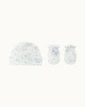 Delani Toile de Jouy Hat Mitten Set - Blue