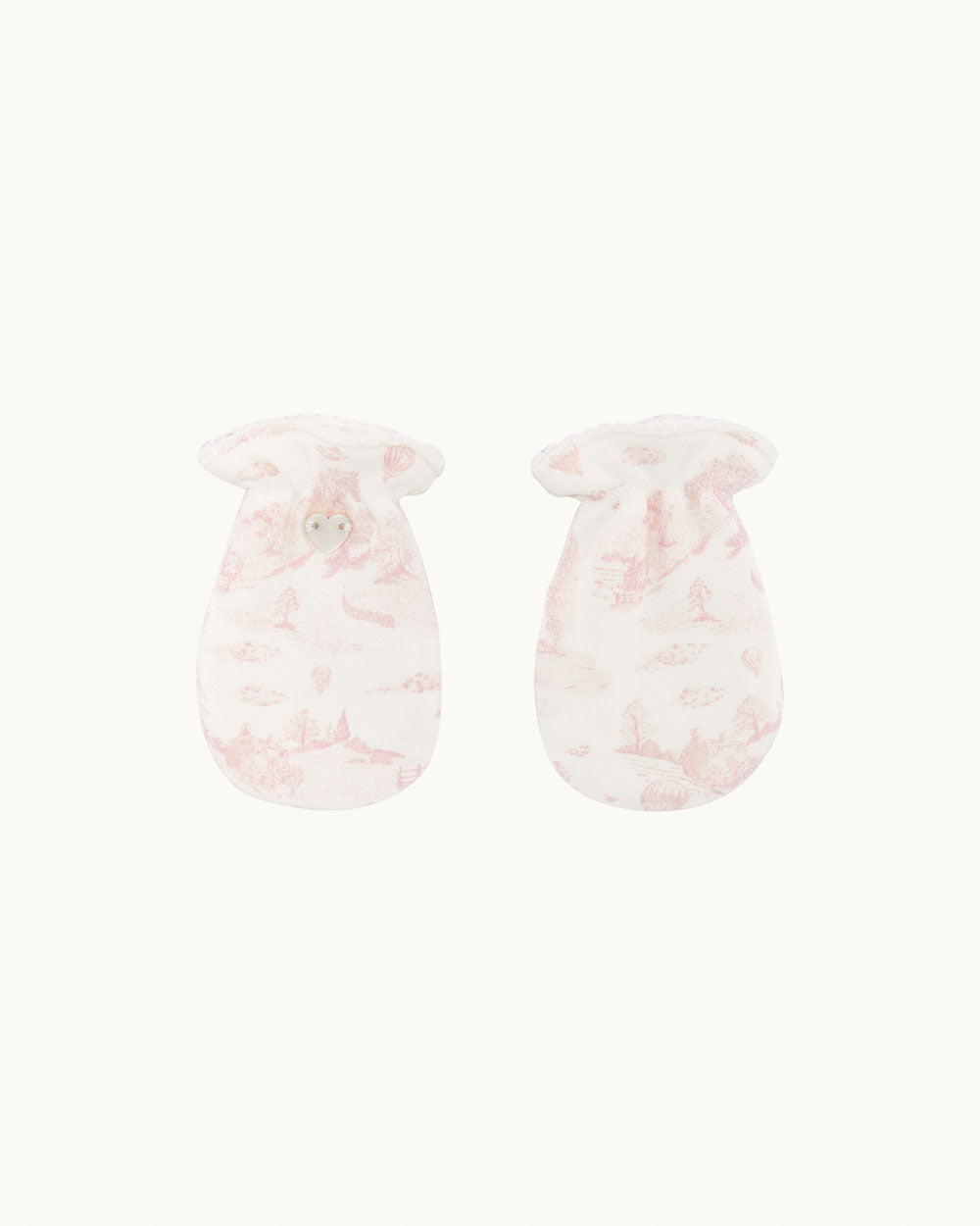 Delani Toile de Jouy Hat Mitten Set - Pink