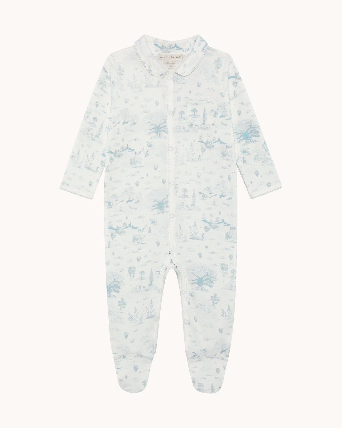 Charles Toile de Jouy Sleepsuit - Blue