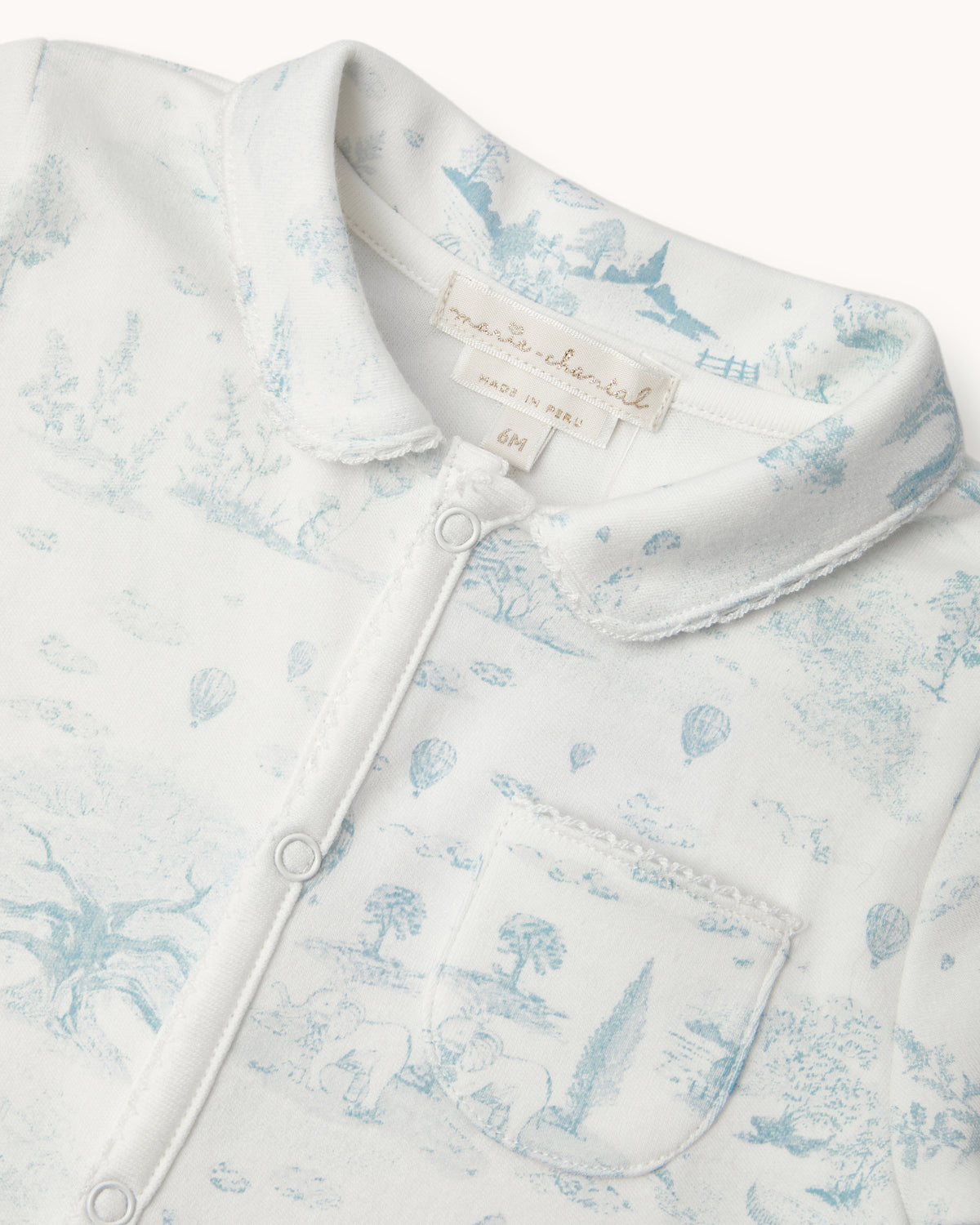 Charles Toile de Jouy Sleepsuit - Blue