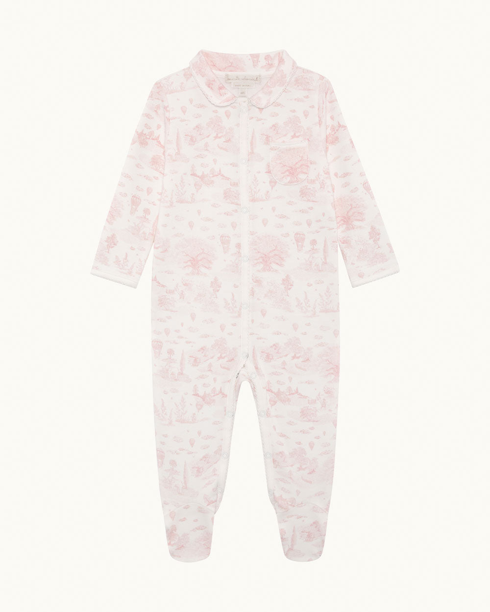 Charles Toile de Jouy Sleepsuit - Pink
