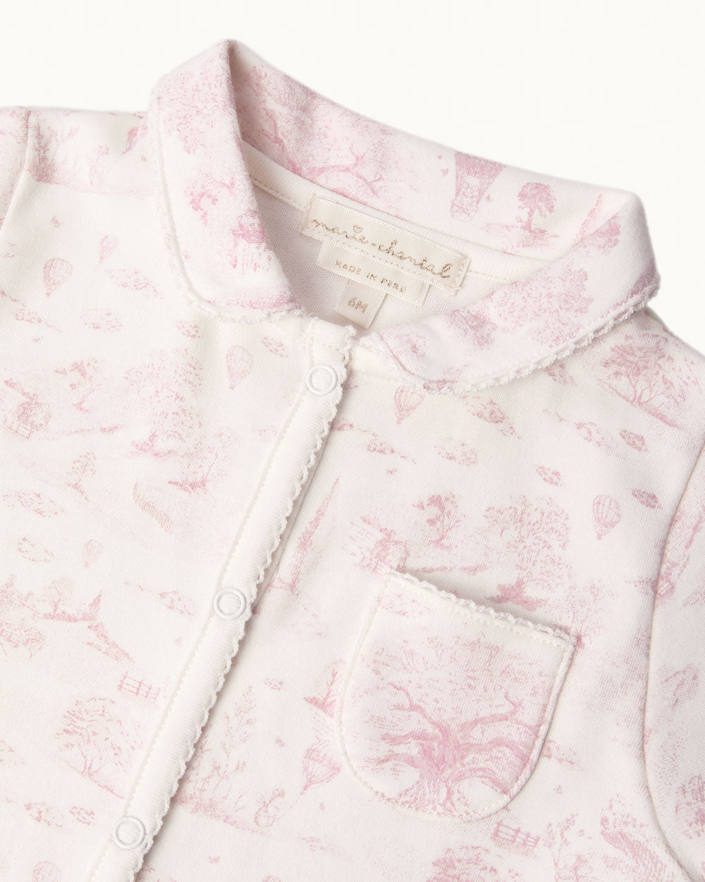 Charles Toile de Jouy Sleepsuit - Pink