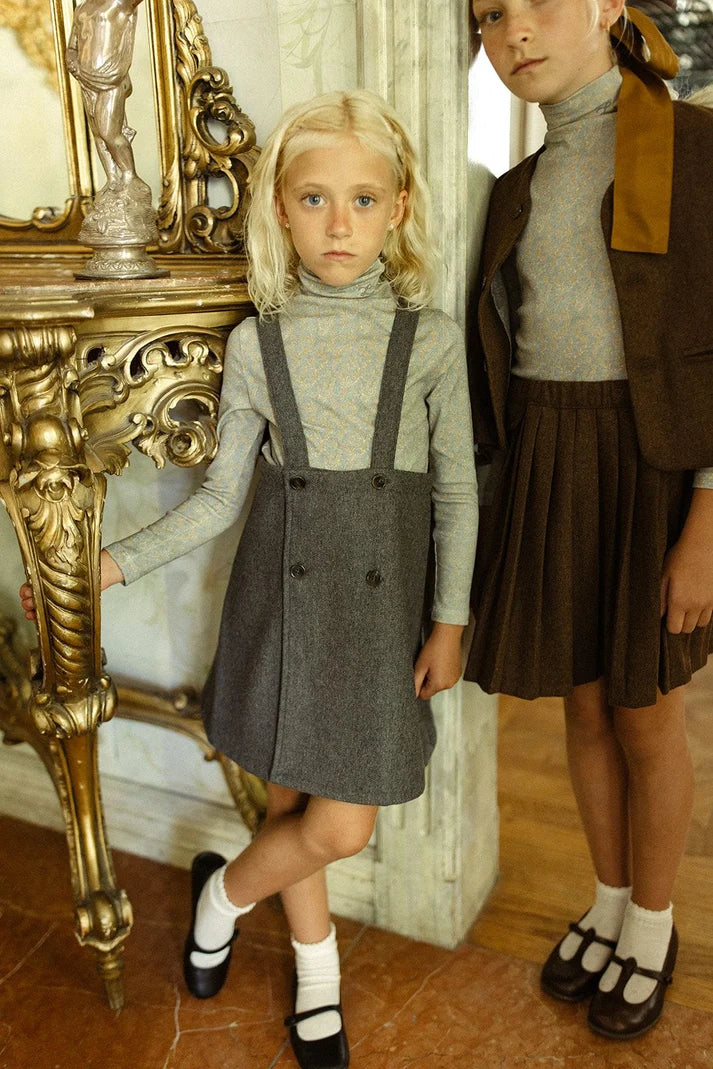 Gray Wool Suspender Dress - L By Ladida