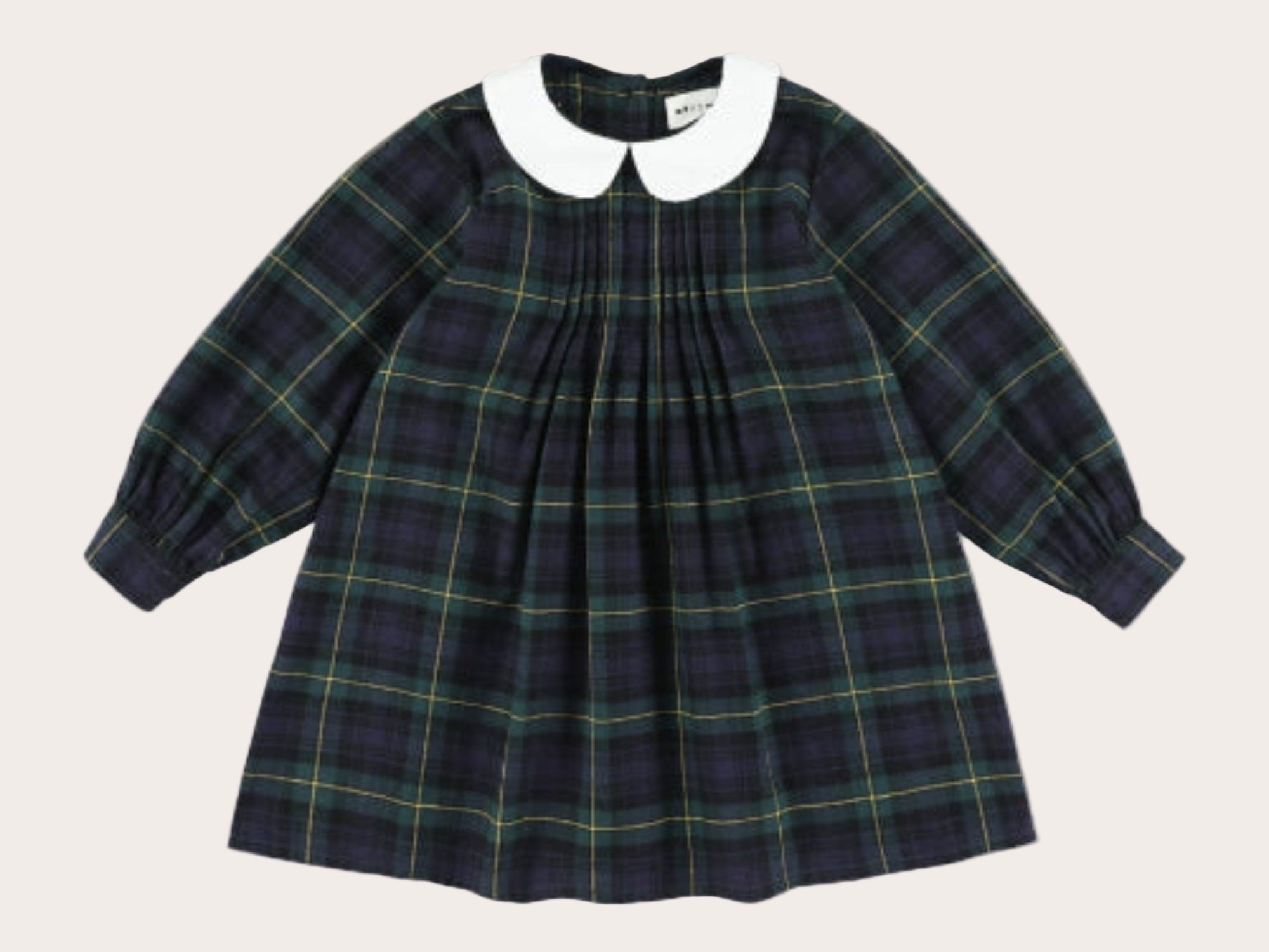 Plaid dress with white collar on a white background