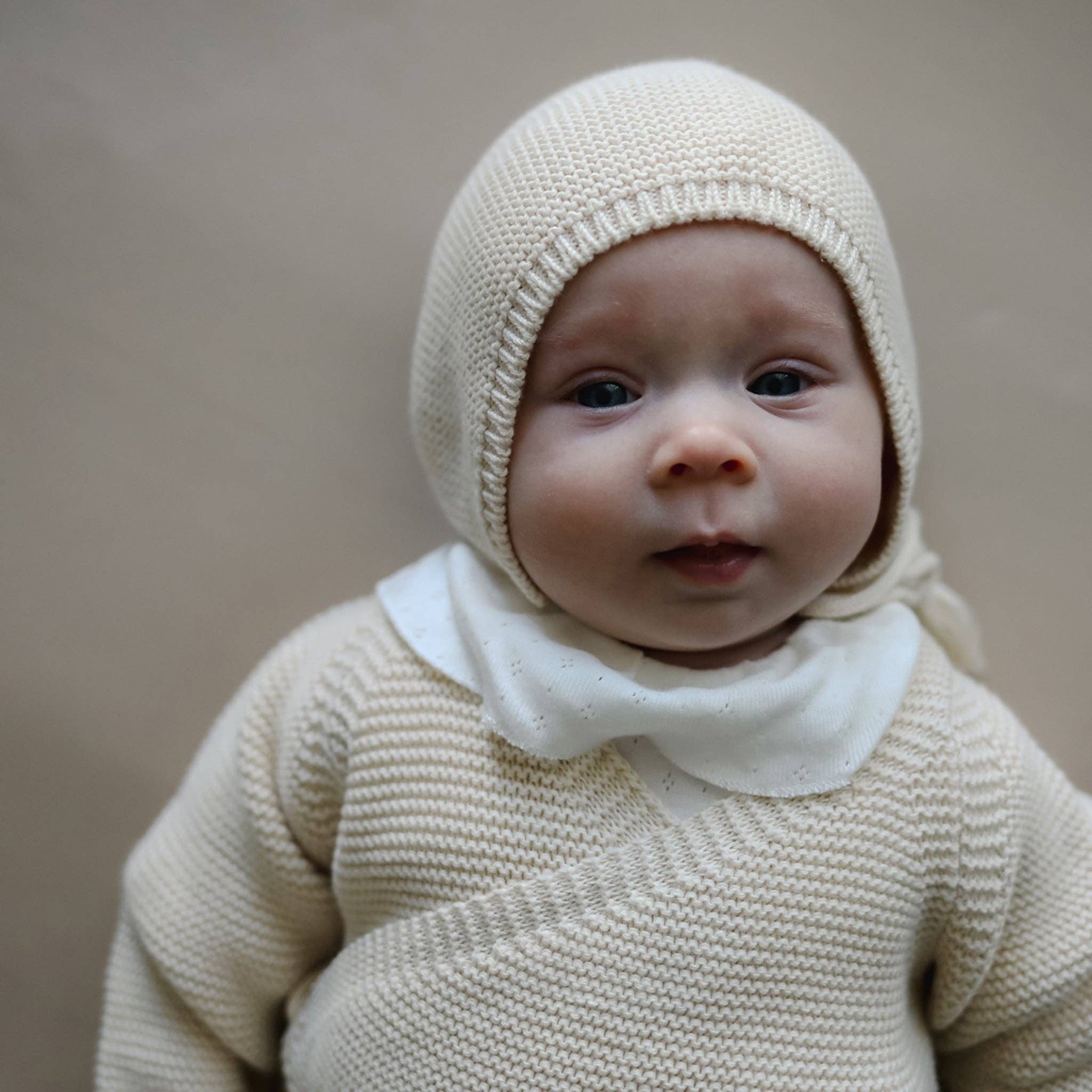 Knit Set Bonnet & Pant & Top Natural