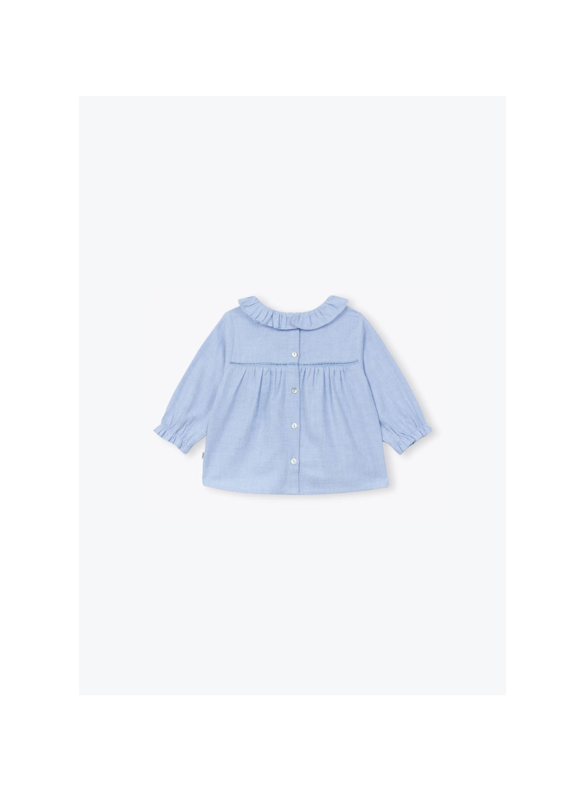 Baby Floral Embroidered Blouse - Sky Blue