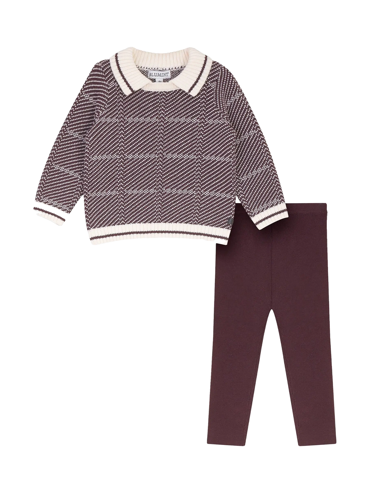 Blumint kids Chevron Knit Set - Burgundy