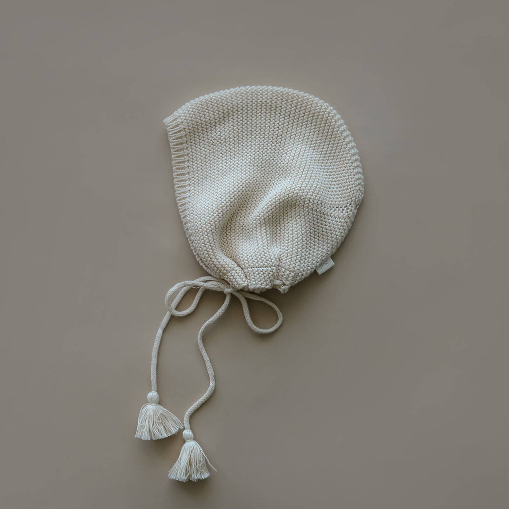 Knit Set Bonnet & Pant & Top Natural