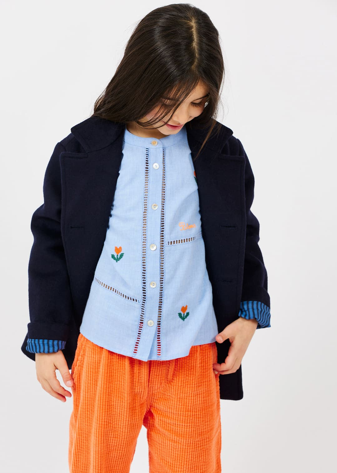 Floral Embroidered Blouse - Sky Blue
