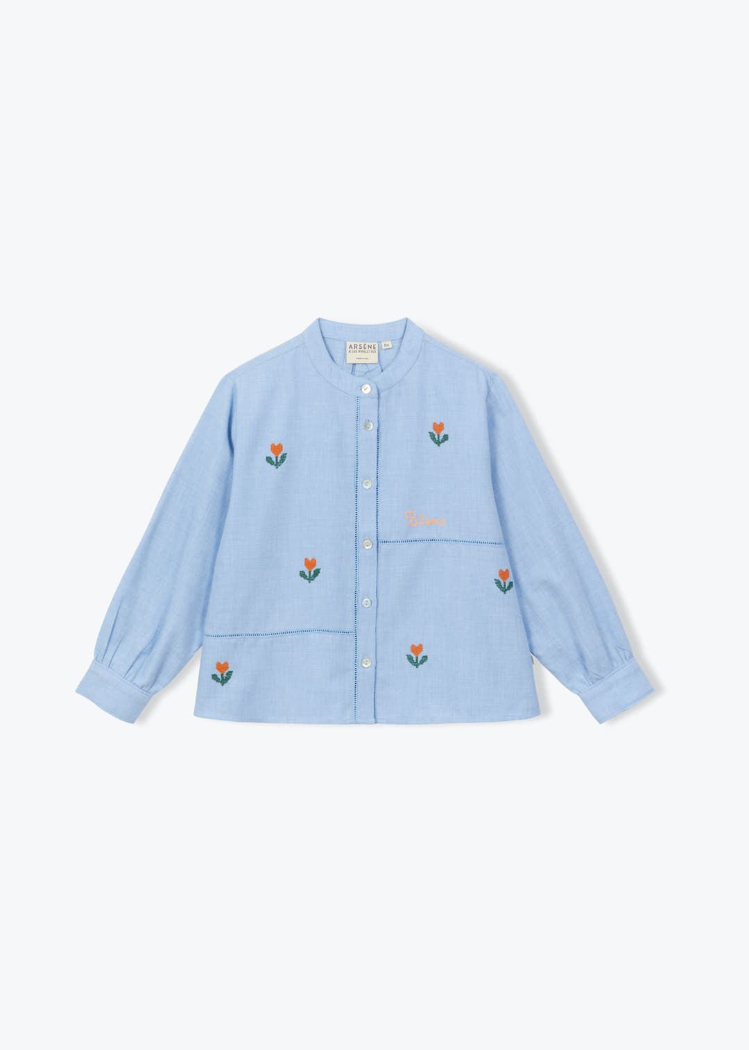 Floral Embroidered Blouse - Sky Blue