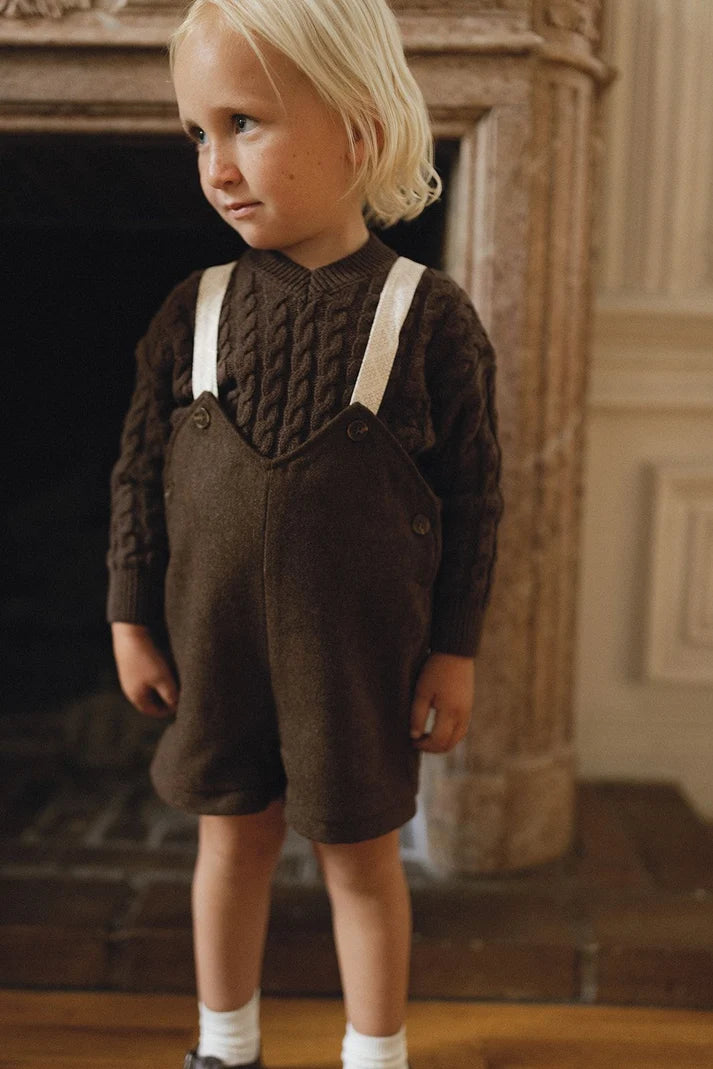 Brown Trellis Wool Overalls