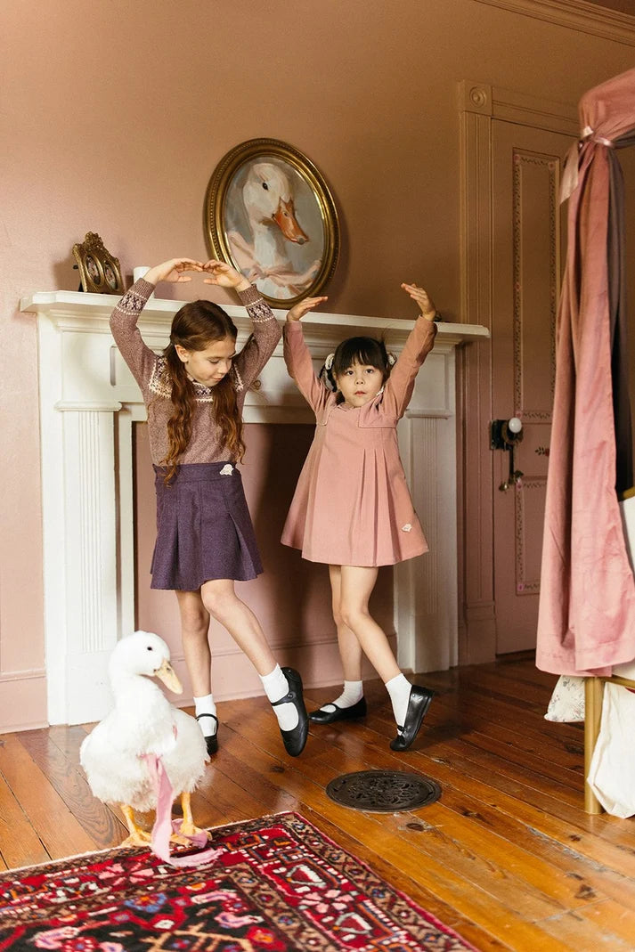 Mauve Velvet Pleated Dress - 1984