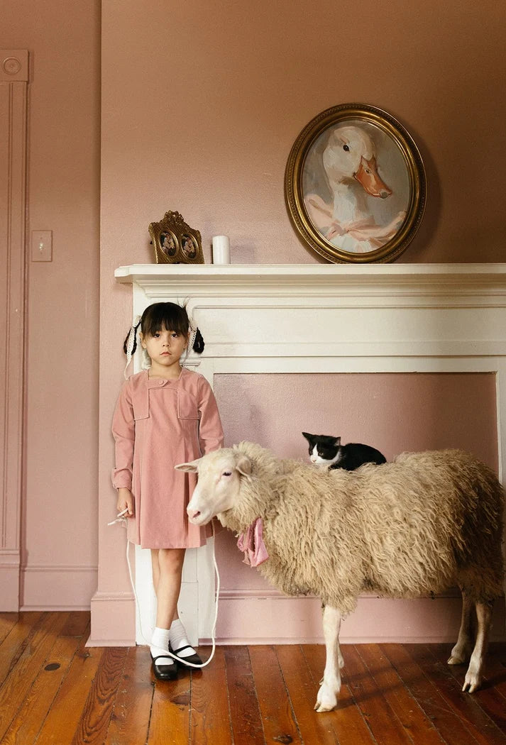 Mauve Velvet Pleated Dress - 1984